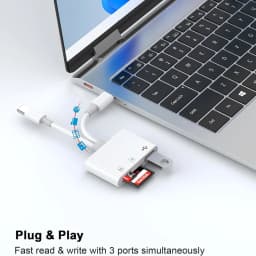 5-in-1 USB 3.0 Type-C SD TF CF Card Reader for iPhone 14 15 16 iPad MacBook Android Huawei Laptop OTG Adapter No APP Requires