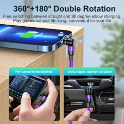 AUFU 540 Rotate Magnetic Cable Fast Charging Type C Cable For IPhone16 POCO Redmi Xiaomi Magnet Charger Data Cord Micro USB Wire