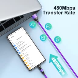 AUFU 540 Rotate Magnetic Cable Fast Charging Type C Cable For IPhone16 POCO Redmi Xiaomi Magnet Charger Data Cord Micro USB Wire