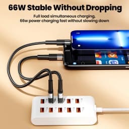 10 in 1 Multi Ports USB A Fast Charger Power Strip Desktop Charging Station 1m Cord USB A HUB Adapter Socket For iPhone Samsung