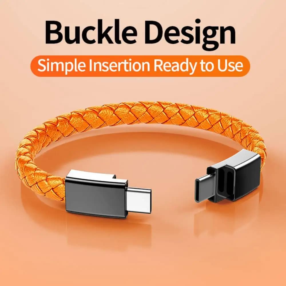 USB C to USB C Bracelet USB Cable Type C Portable Fast Charging Cord Bracelet For iPhone 15 16 Samsung Huawei Xiaomi Short Cable