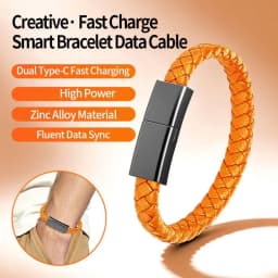 USB C to USB C Bracelet USB Cable Type C Portable Fast Charging Cord Bracelet For iPhone 15 16 Samsung Huawei Xiaomi Short Cable