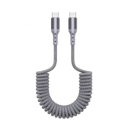 90° Elbow USB A to Type C Cable for Car Use,1.5M Retractable Coiled 5A Fast Charging Data Cord for iPhone 17,Samsung Galaxy A25