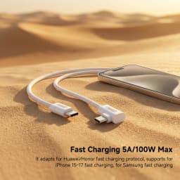 NNBILI 90 Degree Elbow USB C to Type C Fast Charge Cable For iPhone 18 17 Samsung Xiaomi Redmi POCO OnePlus Braided Type C Cable
