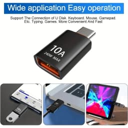 10A Fast Charge Type-C Male to USB Female OTG Adapter, Works for Samsung, Xiaomi, Laptop, USB-C Phones