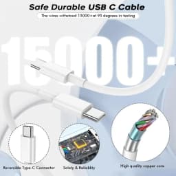PD 60W USB C to Type C Fast Charging Cable for iPhone 11 13 14 15 16 Pro Max 12 Mini 6 7 8 Plus XS XR iPad USB A MFi Certified