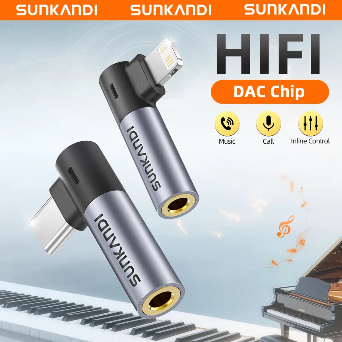 SUNKANDI Type C to 3.5mm Jack Audio Adapter Headphone Adapter For Huawei Samsung, Lightning to 3.5mm Adapter for iPhone 14