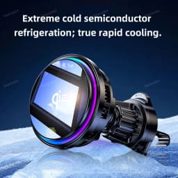 QI2 Ice Cooling Tempered Glass RGB Magnetic Wireless Car Charger Fast Charging Radiator For Magsafe iPhone 12-16 Phone Holder