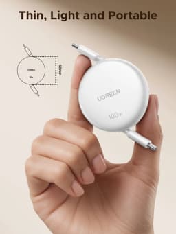 UGREEN Retractable PD 100W USB C to USB C Cable for iPhone 17 16 15 iPad MacBook Fast Charging Data Cord Type C Charger Cable