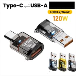 120W Fast Charging USB 3.2 to Type C Adapter OTG 10GB High Speed Data Audio Transfer For PC Tablet Xiaomi Huawei USB C Converter