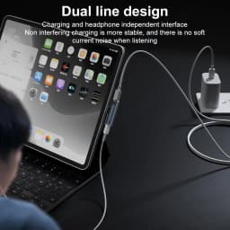 2 in 1 Type C Headphone Charging Jack AUX Audio Adapter PD100W USB C to 3.5mm HiFi Earphone Connector for iPad Samsung Huawei