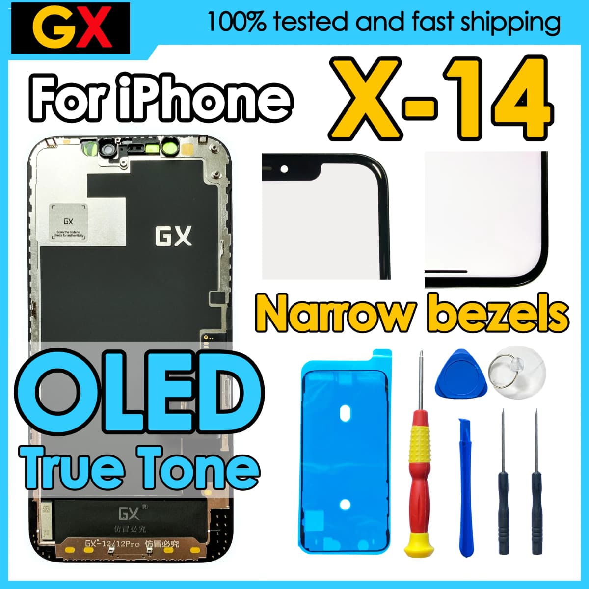 180daysWarranty GX OLED For iPhone X 13 11 12 Pro 12Pro Max Screen Replacement Display Digitizer Assembly For iPhone 14 Plus LCD