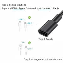 Type C Extension Cable with On/Off Switch USB-C PD to Micro USB / DC 5521 Power Cord Male to Female 5V