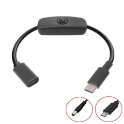 Type C Extension Cable with On/Off Switch USB-C PD to Micro USB / DC 5521 Power Cord Male to Female 5V