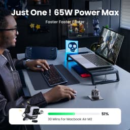 UGREEN 65W GaN Charger Uno Robot Design Quick Charge 4.0 3.0 PPS PD Fast Charger for iPhone 18 17 16 Pro Macbook Laptop Tablet