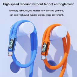 NNBILI 6A USBC To Type C Fast Charging 120W USB Type C LED Digital Display Cable For Samsung HUAWEI Xiaomi Oppo Vivo Charge Cord