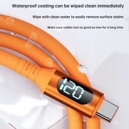 NNBILI 6A USBC To Type C Fast Charging 120W USB Type C LED Digital Display Cable For Samsung HUAWEI Xiaomi Oppo Vivo Charge Cord