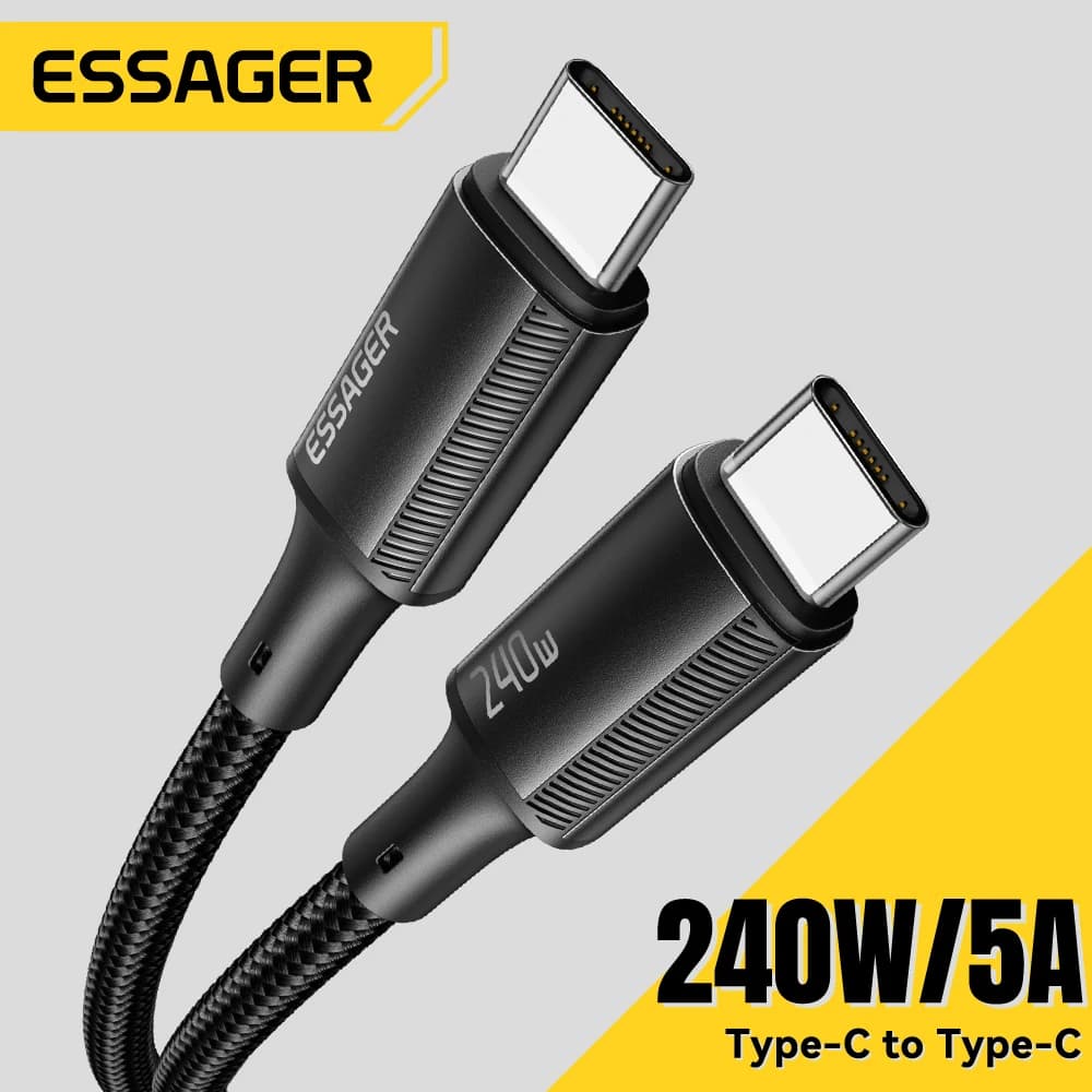 Essager USB Type C To USB C Cable For iPhone 15 240W PD 5A Fast Charging Charger Cord For Macbook Huawei Samsung Type-C Cable