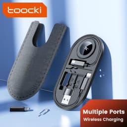 Toocki Mini Data Cord Wire Set Watch Wireless Charger USB C To Tpye C Fast Charging Cable Travel Multi Function Organiser Box