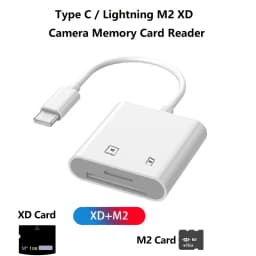 iPhone XD Card Reader Lightning/Type-c M2 Card Reader XD Picture Card Adapter for Camera Memory Card Reader USB C