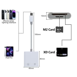 iPhone XD Card Reader Lightning/Type-c M2 Card Reader XD Picture Card Adapter for Camera Memory Card Reader USB C