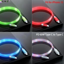 Bright Glowing Cable 60W PD Fast Charging USB-C to Type C Cable For iPhone 15 Huawei  Xiaomi  USB C Cable Wire Phone Accessories