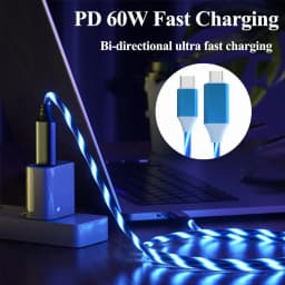 Bright Glowing Cable 60W PD Fast Charging USB-C to Type C Cable For iPhone 15 Huawei  Xiaomi  USB C Cable Wire Phone Accessories