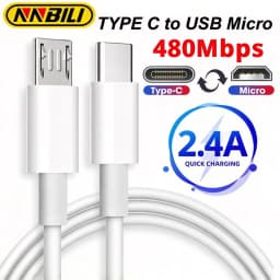 NNBILI USBC To Micro 2.4A Fast Charging Data Cable Type C Male To Micro USB Male Quick Charger Adapter for Hwawei Samsung Xiaomi