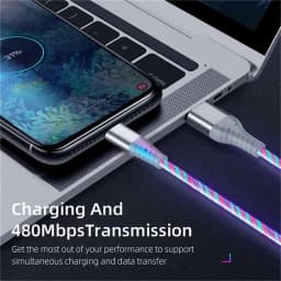 6A Type C Glowing Cable Car Atmosphere lights Cord Micro USB C Fast Charging Cables For Samsung Xiaomi iPhone Charge Wire Cord