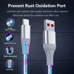 6A Type C Glowing Cable Car Atmosphere lights Cord Micro USB C Fast Charging Cables For Samsung Xiaomi iPhone Charge Wire Cord