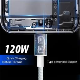 3/1Pcs USB C Mobile Phone Cable Fast Charging USB A To Type C Nylon Braided Cord for Apple Carplay iPhone 16 Pro 15 Pro Max Plus