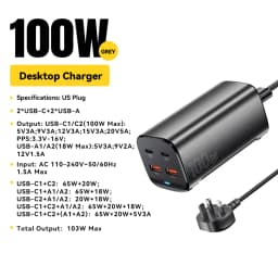 Essager 100W GaN Charger Desktop Laptop Fast Charger 65W 4 in 1 Adapter For iPhone 15 14 13 Pro Max Phone Charger Xiaomi Samsung