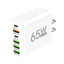 PD 65W USB Charger Fast Charger 6 Ports Type C Mobile Phone Charger For Iphone 16 15 Pro Max Xiaomi Huawei Samsung Quick Charger