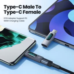 Toocki 2PCS OTG Adapter PD 100W Digital Display Type C Male to Type C Female Fast Charging Convertor For Macbook Samsung Huawei