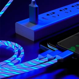 Glowing LED 3 IN 1 Cable For Samsung Xiaomi iPhone Flowing Streamer Light Fast Charger USB C Cord Luminous Type C Cable