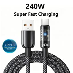 240W Nylon USB Type C Super Fast Charging Cable For Samsung Xiaomi Huawei Honor LED Digital Display USB C Charger Data Cord