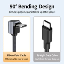 Short USB C to USB C Cable for Power Bank,90 Degree Right Angle Braided Fast Charging Cord for iPhone 17,Samsung Galaxy A17