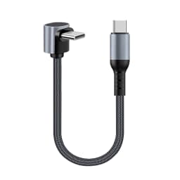 Short USB C to USB C Cable for Power Bank,90 Degree Right Angle Braided Fast Charging Cord for iPhone 17,Samsung Galaxy A17