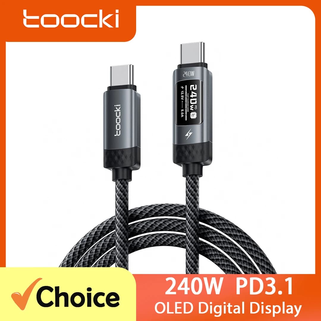 Toocki TX111C4 240W Fast Charging USB C Cable PD3.1 SFC2.0 OLED Digital Display Type C to C Cord for iPhone17 Xiaomi Oneplus PS5