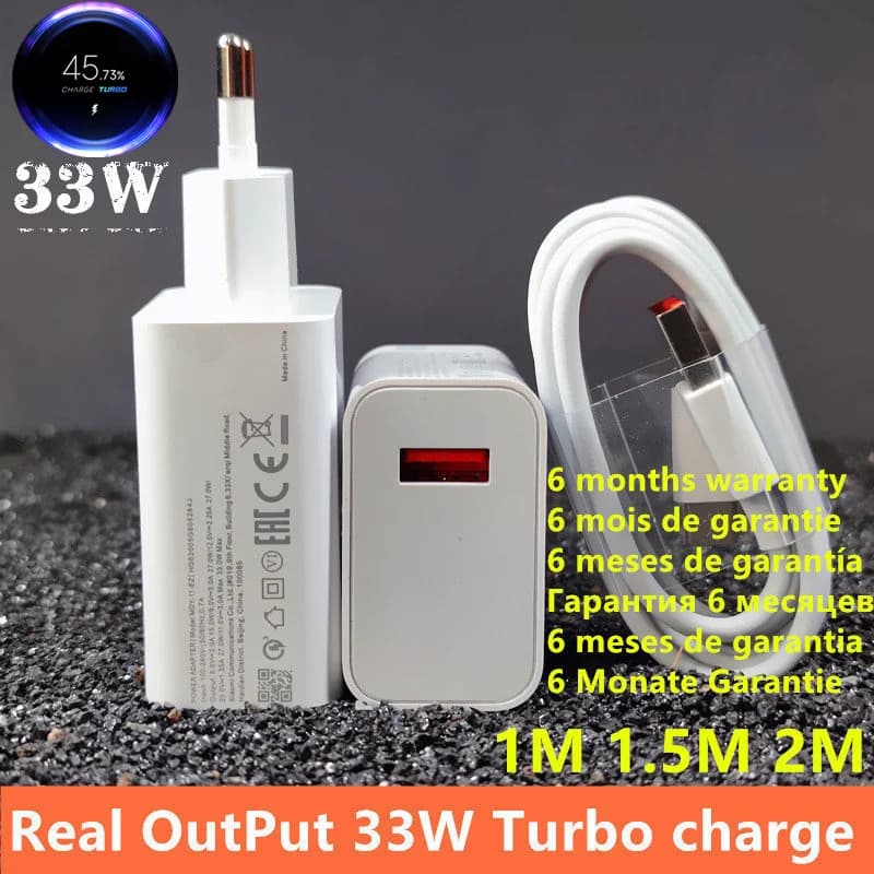 33w Charger For Xiaomi eu Turbo Charge type C cable For Xiaomi redmi note 9 pro POCO X3 nfc Mi 10 9 note 10 10X LITE