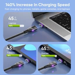 AUFU PD240W Magnetic Type C Cable For Macbook PC 5A Super Fast Charging Magnet USB-C Charger Data Cord For iPhone Samsung Xiaomi