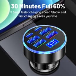 100W 6/8 Ports Car Charger Fast Charging PD QC3.0 USB C Car Phone Charger Type C Adapter in Car For iPhone Samsung Huawei Xiaomi