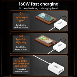 160W USB Fast Charger PD QC3.0 Type C Charge Adapter For iPhone 16 15 Xiaomi Samsung S23 Huawei USBC Mobile Phone Travel Charger