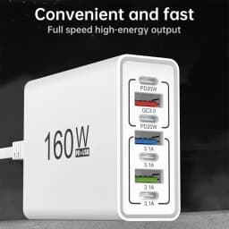 160W USB Fast Charger PD QC3.0 Type C Charge Adapter For iPhone 16 15 Xiaomi Samsung S23 Huawei USBC Mobile Phone Travel Charger