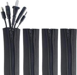 Universal Cable Management Sleeve Cord Organizer with Zipper Flexible Cable Sleeve Wrap Cover Wire Winder for Home Office