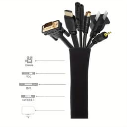 Universal Cable Management Sleeve Cord Organizer with Zipper Flexible Cable Sleeve Wrap Cover Wire Winder for Home Office