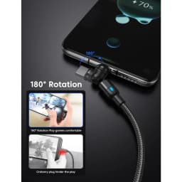AUFU 540 Rotate Magnetic Type C Cable 3 in 1 Fast Charging Cable For iPhone Xiaomi Samsung Huawei Micro USB Magnet Charge Wire