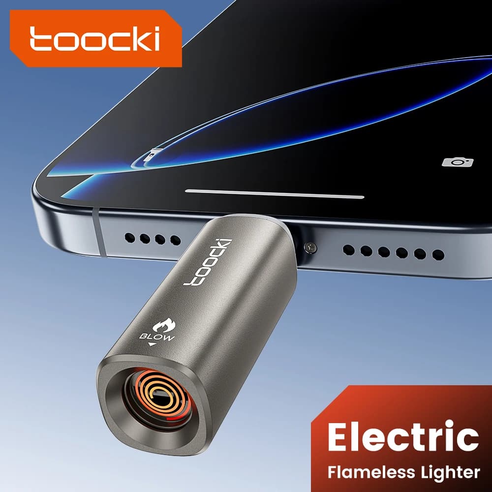 Toocki Portable Mini Type C Cigarette Lighter For Air Travel Outdoor No Flame Compactly Lighter Electric Easy Carrying Storage