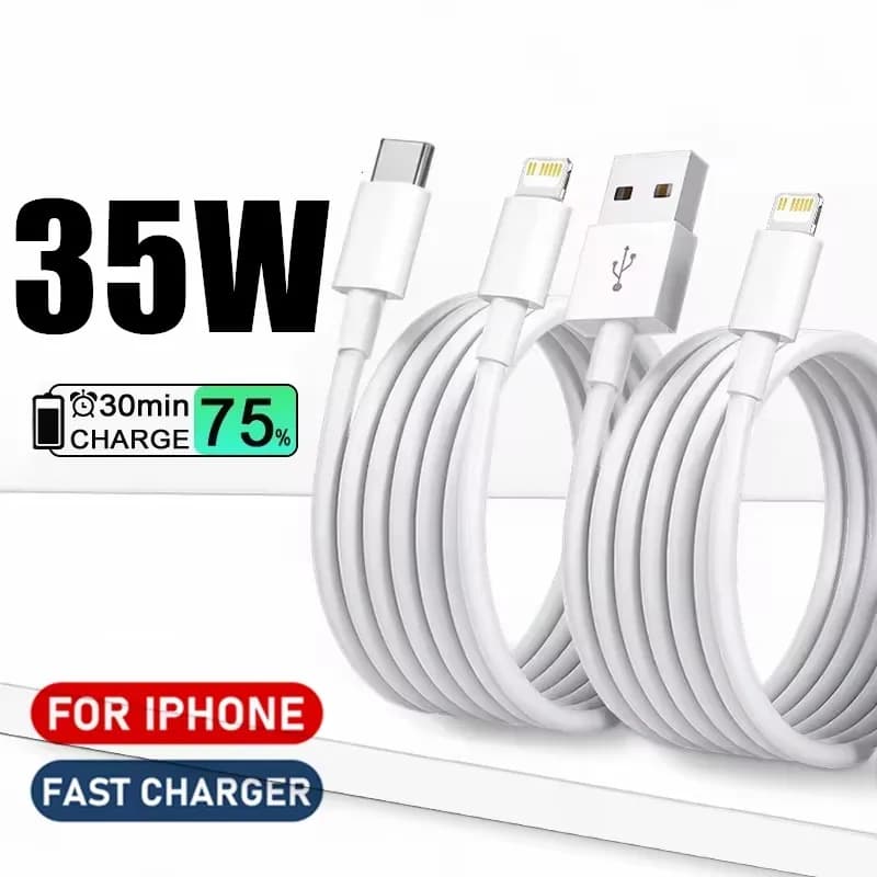 Fast Charging 35W PD Original USB Cable for iPhone 14 8 7 Plus 13 12 11 Pro XS Max XR X USB C Rapid Charger Cable 1m 1.5m 2m 3m