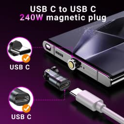 AUFU 240W Magnetic Type-c OTG Adapter 9Pin USB C to Type C 5A Fast Charging USB C Female OTG Converter for iPhon Macbook Samsung